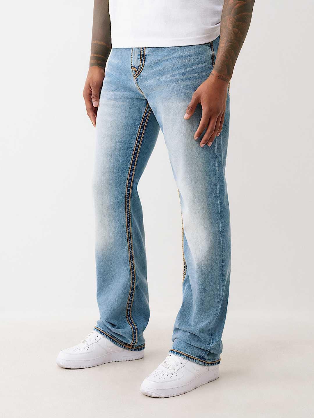 True Religion Men ROPE STITCH Ricky Straight Fit Medium Wash Jeans - Image 4