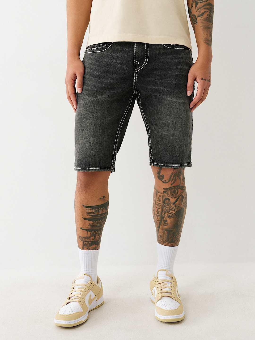 True Religion Men Black Straight Fit Washed Big T Ricky Shorts - Image 2