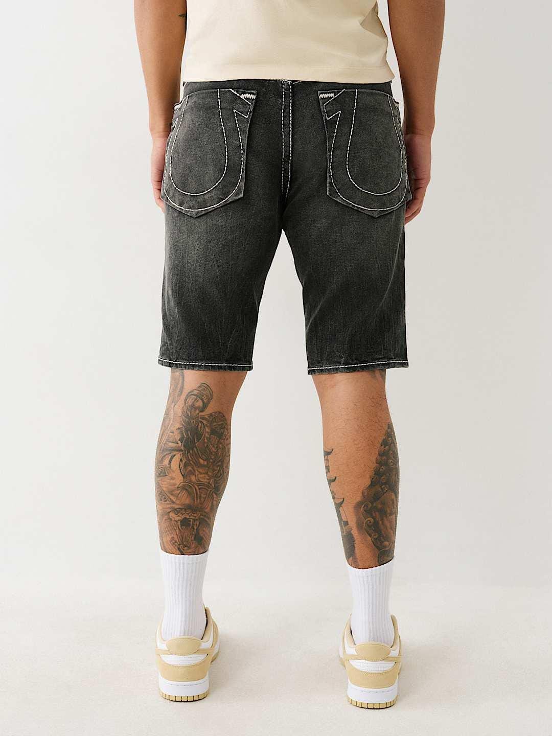 True Religion Men Black Straight Fit Washed Big T Ricky Shorts - Image 4