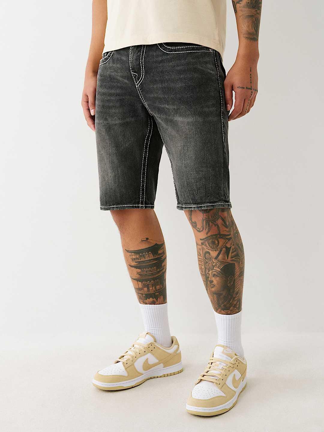 True Religion Men Black Straight Fit Washed Big T Ricky Shorts - Image 6