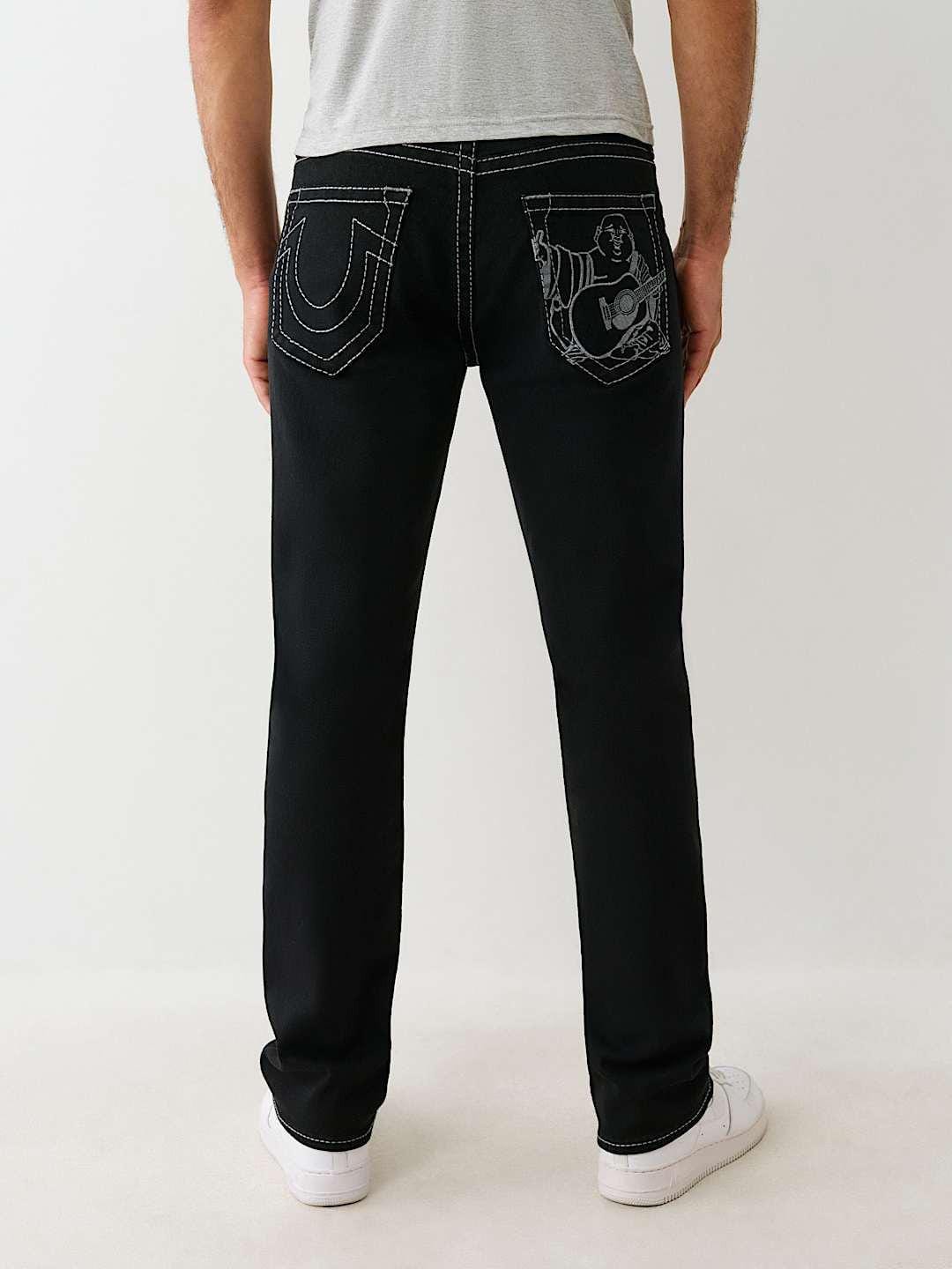 True Religion Men Embroidered Ricky Straight Fit Pure Cotton Mid Rise Jeans - Image 5