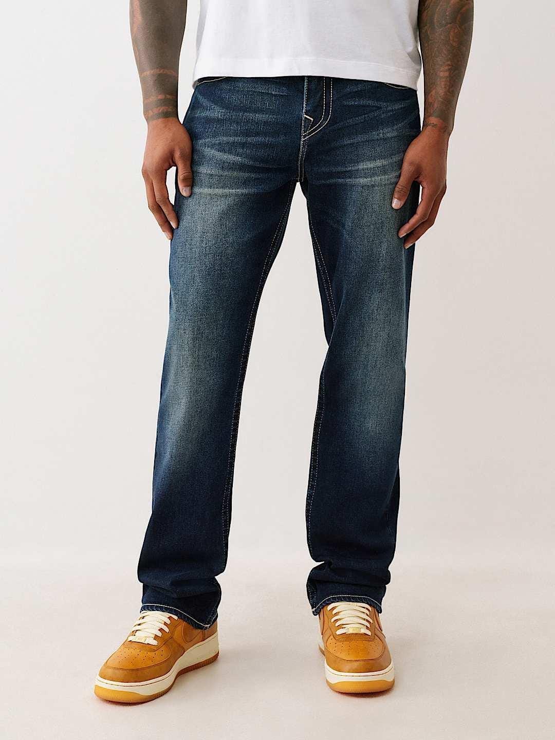 True Religion Men Embroidered Ricky Straight Fit Dark Wash Jeans - Image 2