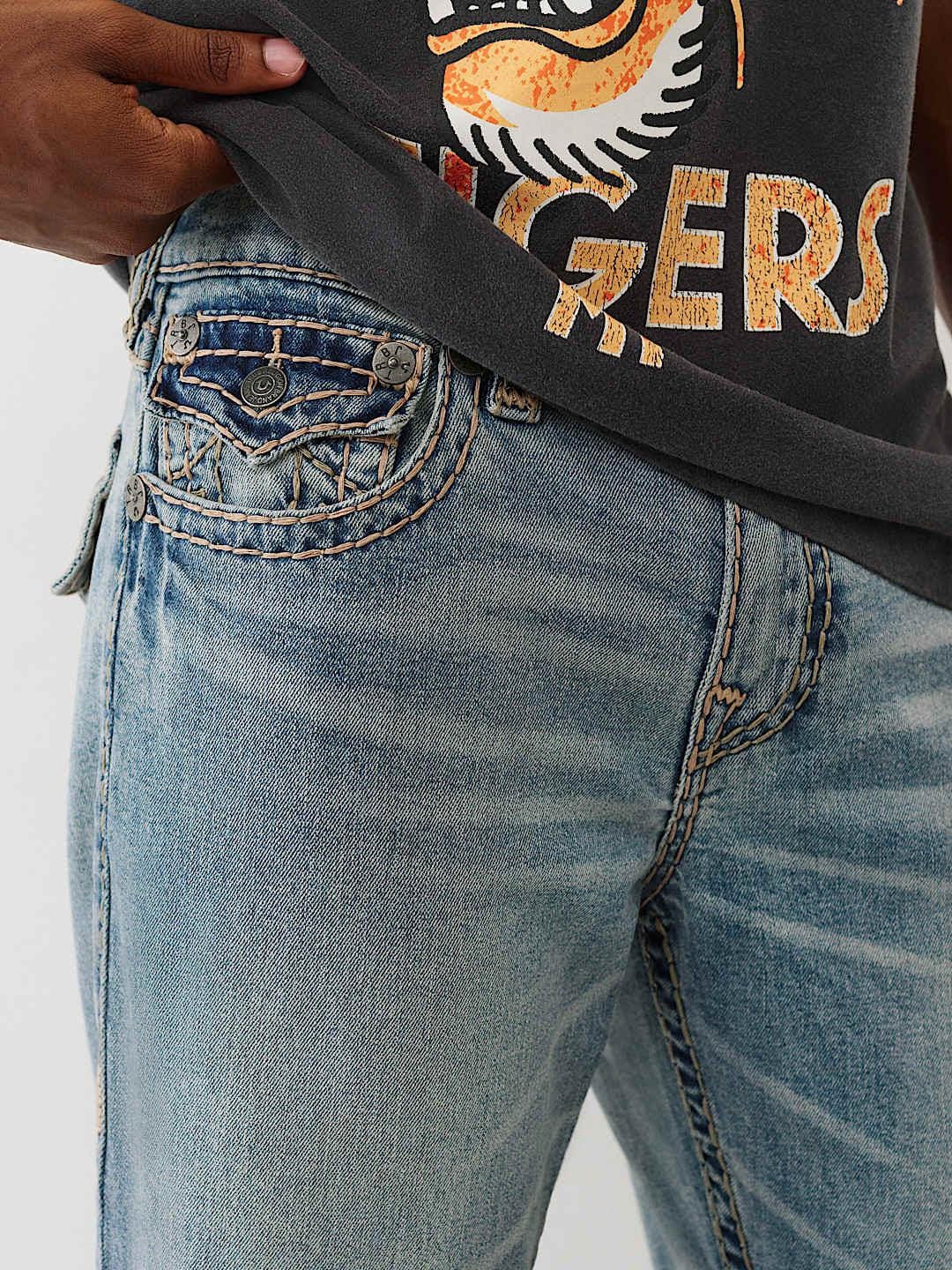 True Religion Men Super T Ricky Straight Fit Light Wash Jeans - Image 4
