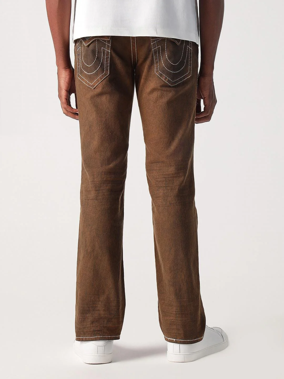 True Religion Men Brown Straight Fit Big T Ricky Jeans - Image 4