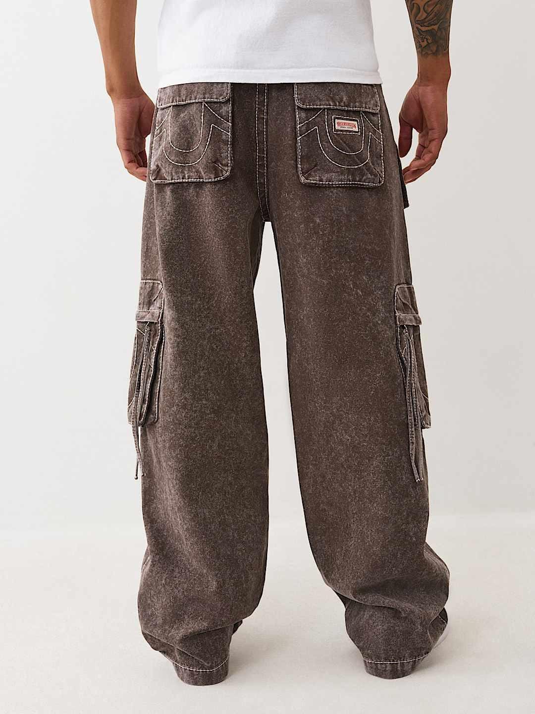 True Religion Men Brown Oversized Big T CARGO Trouser - Image 3
