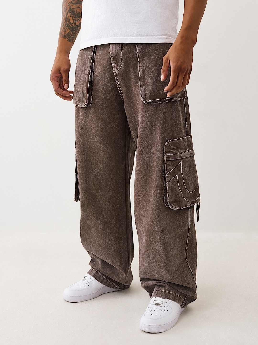 True Religion Men Brown Oversized Big T CARGO Trouser - Image 7