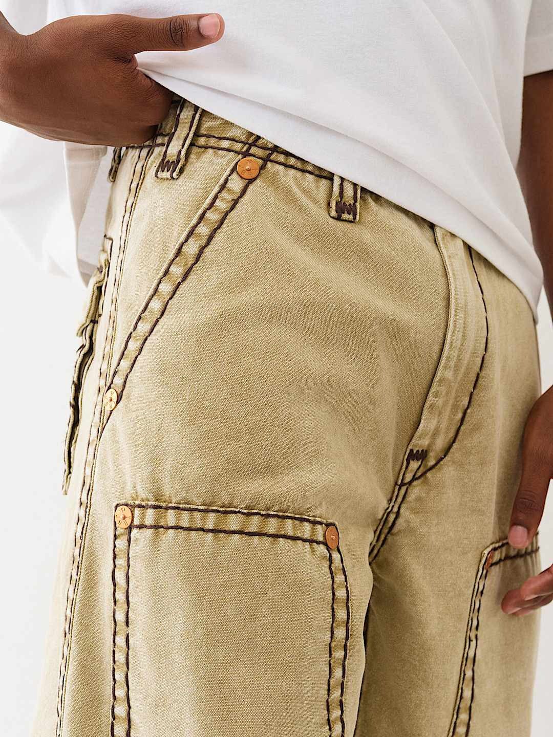TRUE RELIGION Men Beige Super T Lightly Washed Mid Rise Baggy Jeans - Image 6