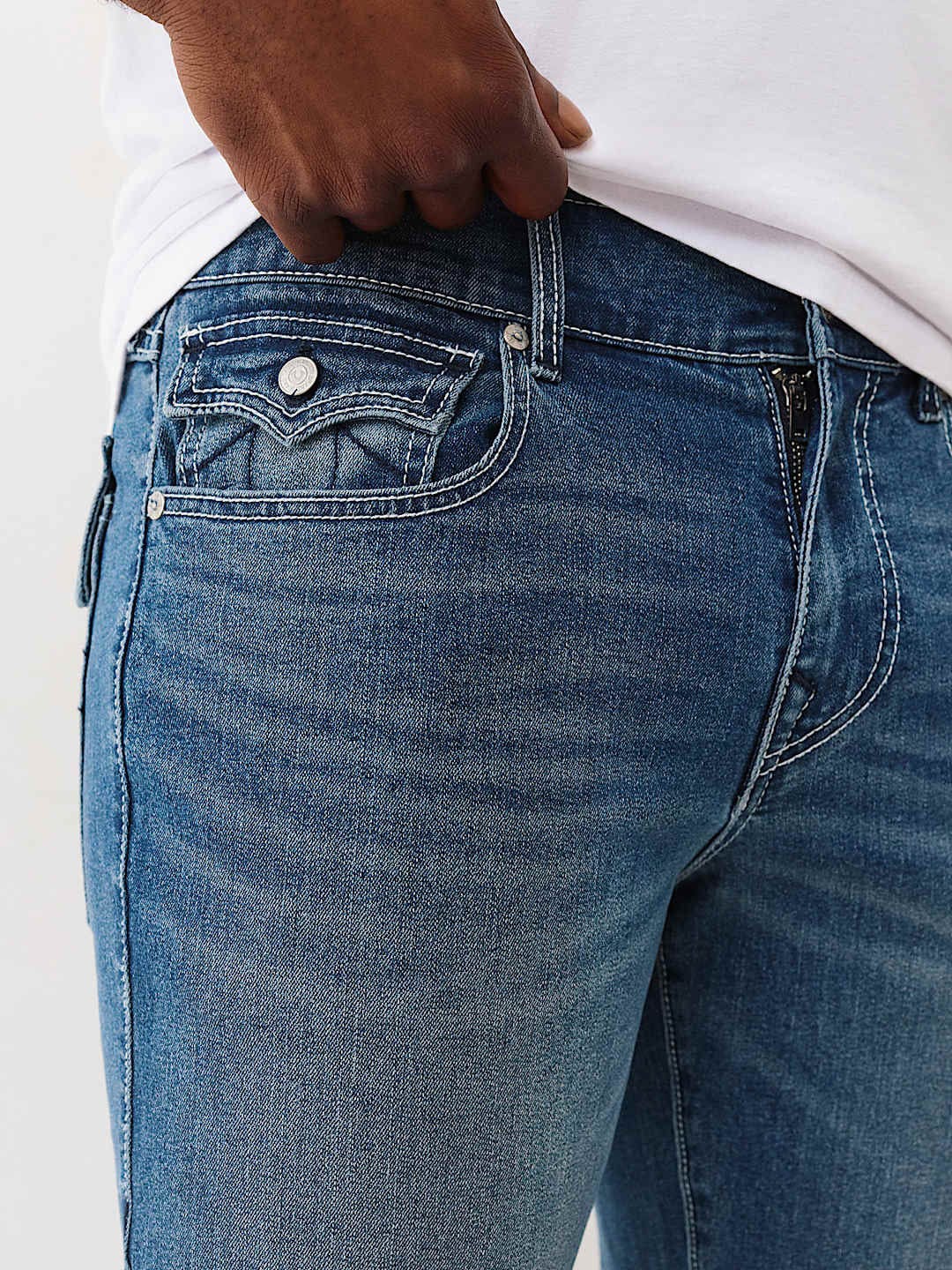 TRUE RELIGION Men Indigo Blue SN Ricky Straight Fit Jeans - Image 4