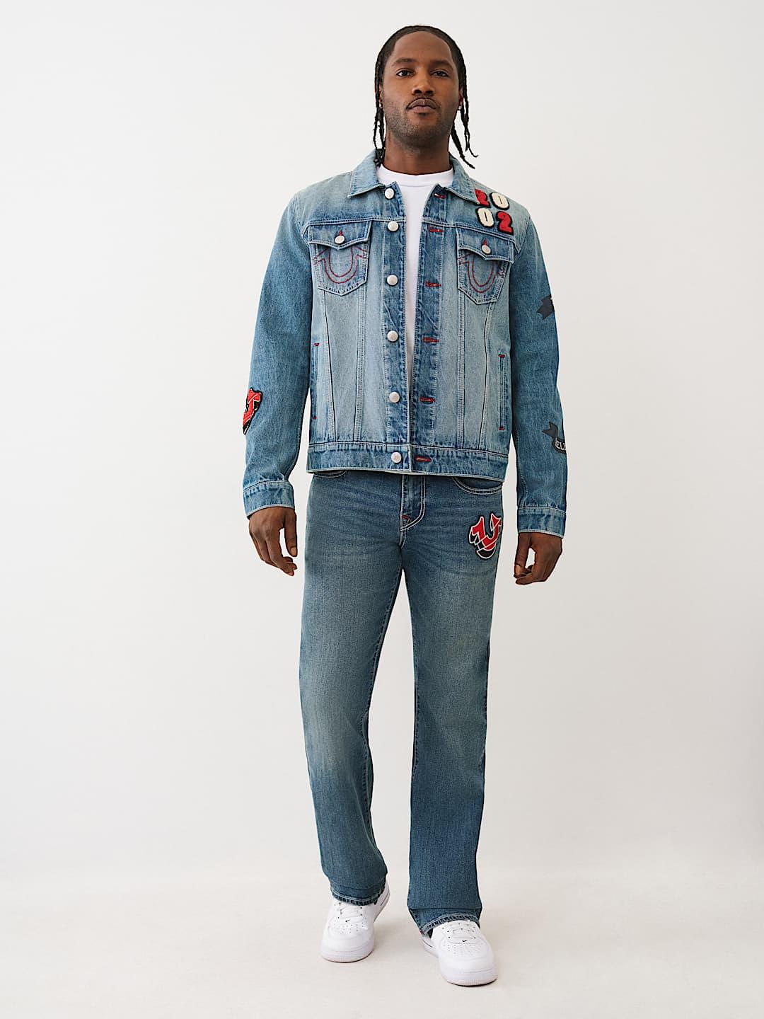 True Religion Men SN, Patch Work Billy Bootcut Fit Light Wash Jeans - Image 2