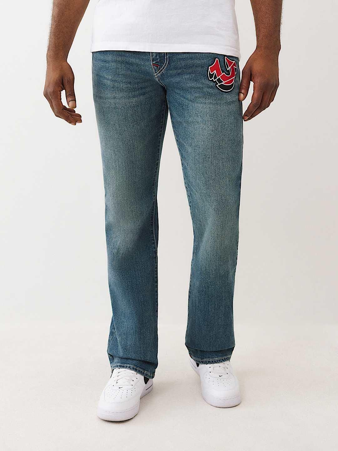 True Religion Men SN, Patch Work Billy Bootcut Fit Light Wash Jeans - Image 3
