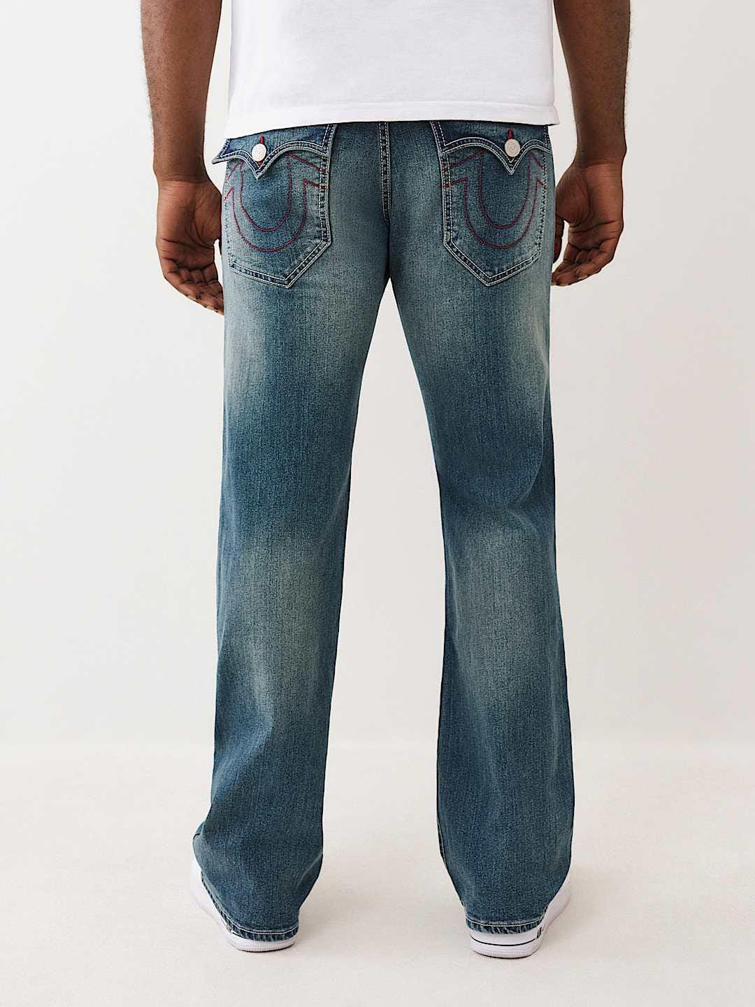 True Religion Men SN, Patch Work Billy Bootcut Fit Light Wash Jeans - Image 5