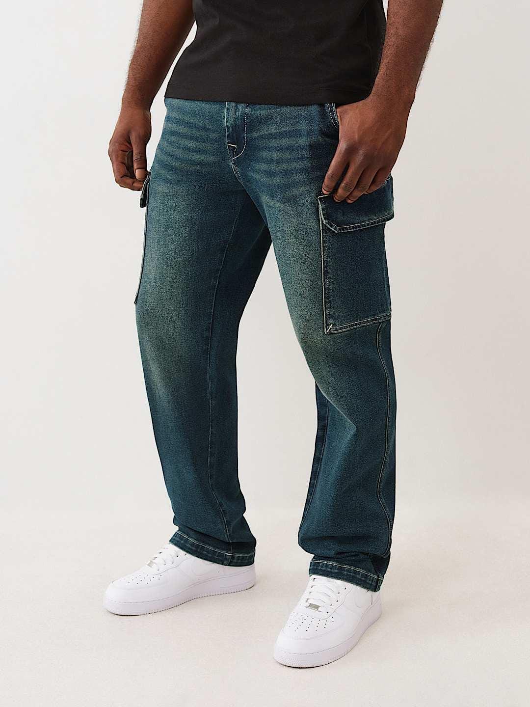 True Religion Men Blue Relaxed Fit Big T CARGO Trouser - Image 6