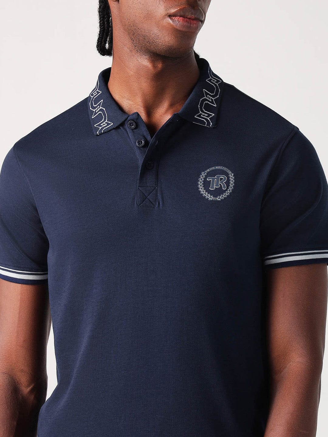 True Religion Men Blue Solid Polo Tshirt - Image 5