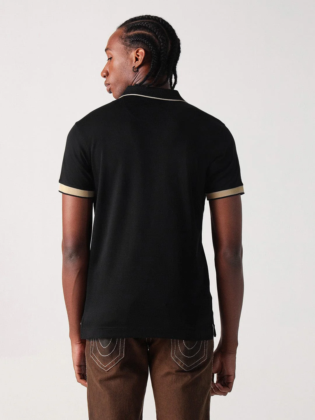 True Religion Men Black Solid Polo Tshirt - Image 3