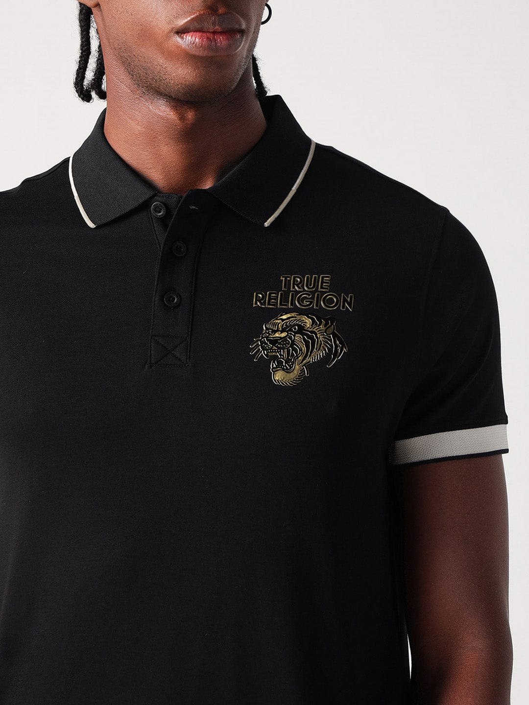 True Religion Men Black Solid Polo Tshirt - Image 5