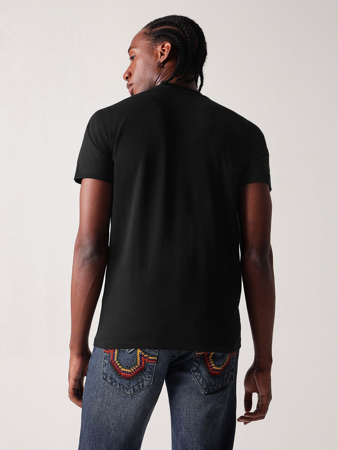 True Religion Men Black Solid Round Neck Tshirt - Image 3