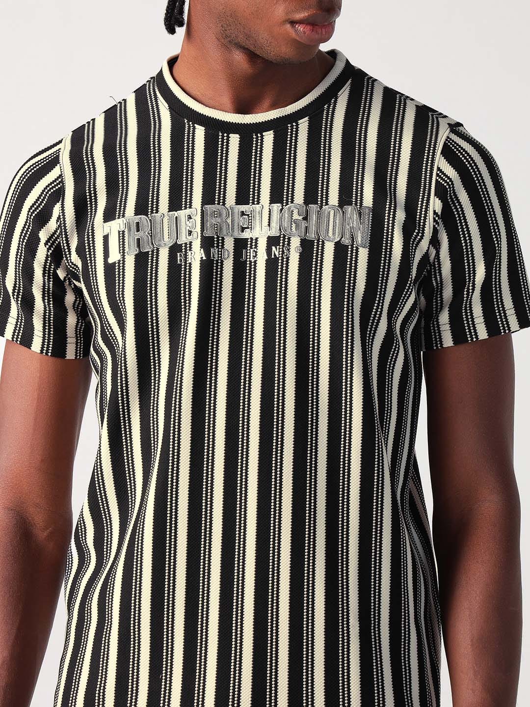 True Religion Men Multi Striped Round Neck Tshirt - Image 5