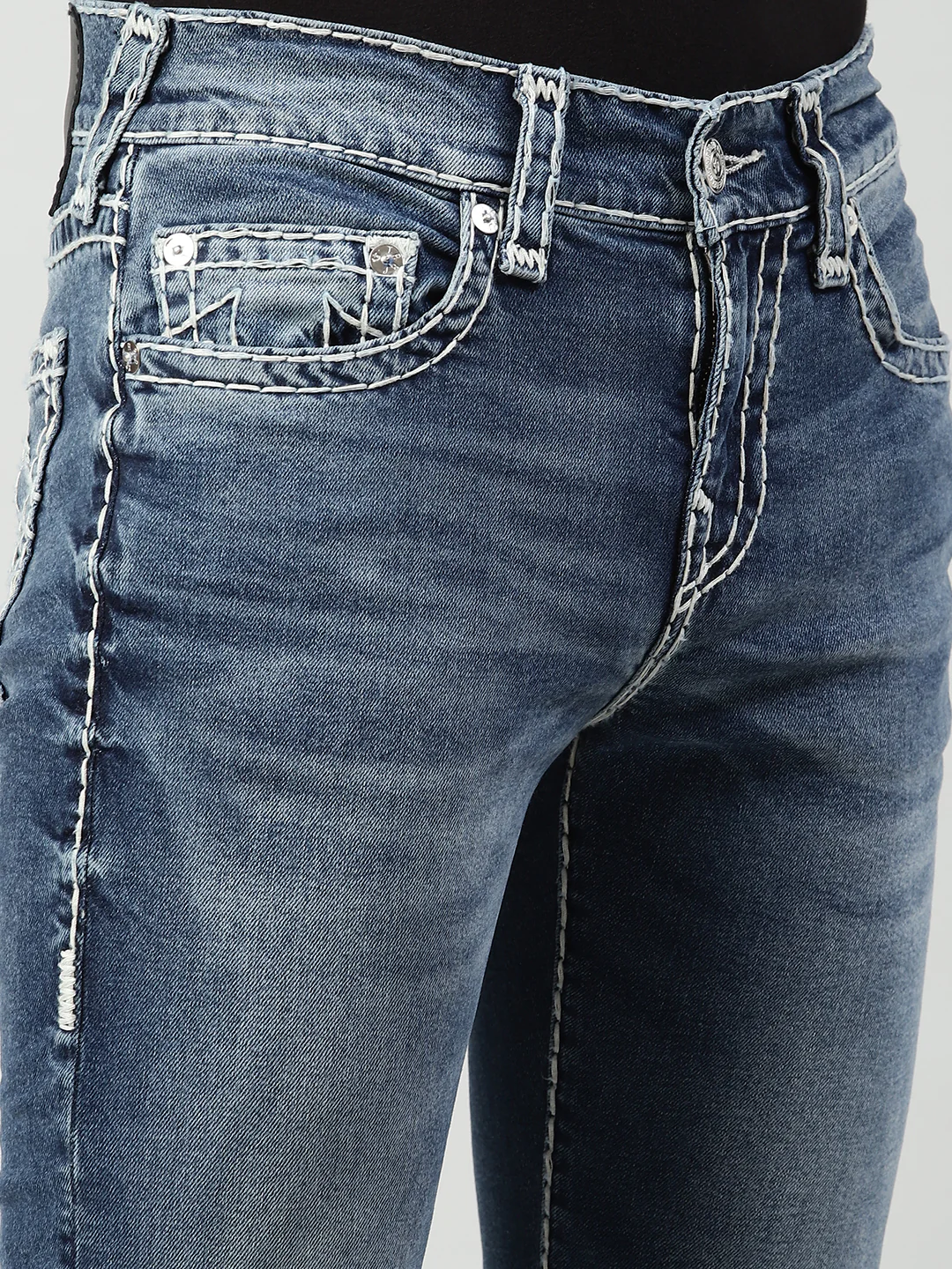 True Religion Men Super T Rocco Skinny Fit Medium Wash Jeans - Image 6