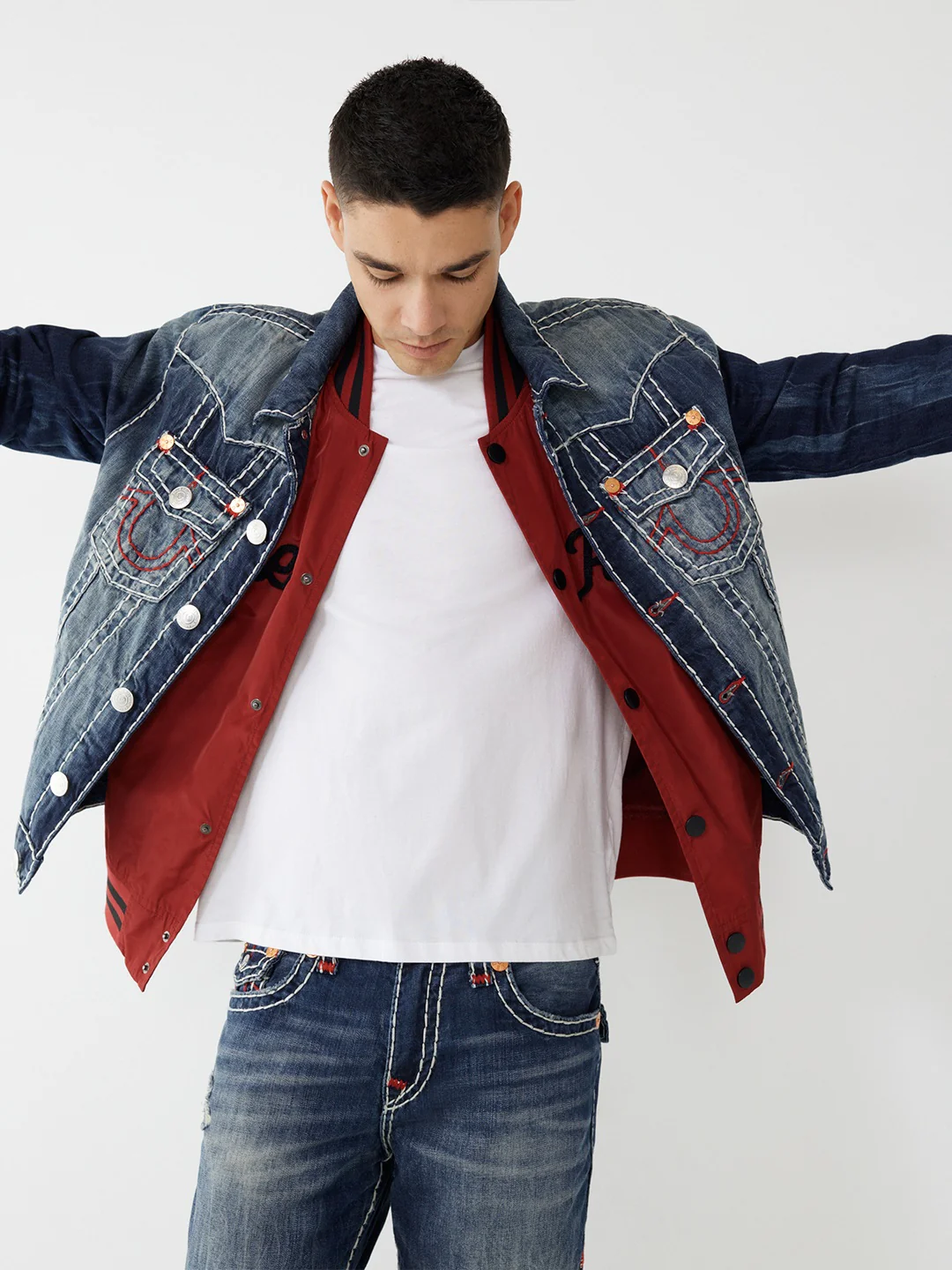 True Religion Men Blue Washed Collar Jacket - Image 5