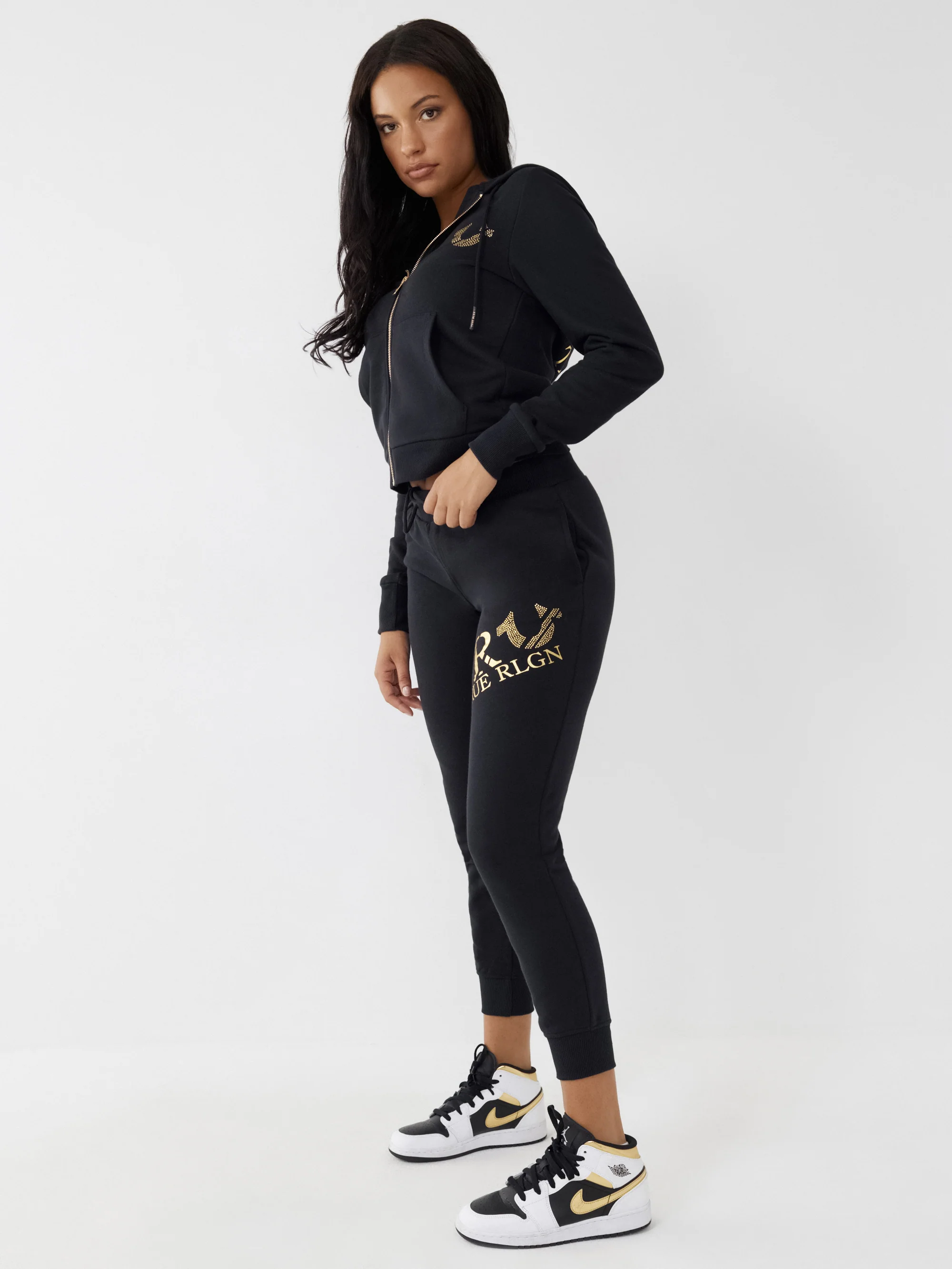 True Religion Black Logo Regular Fit Joggers - Image 2