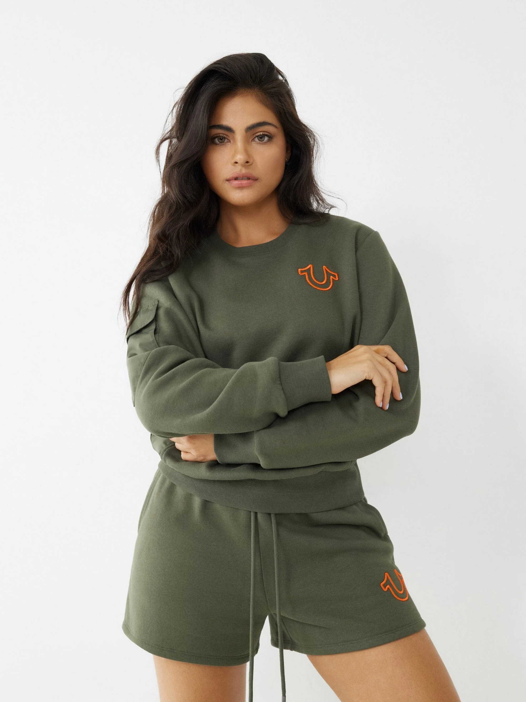 True Religion Women Green Regular Fit Sweatshirt - Image 2