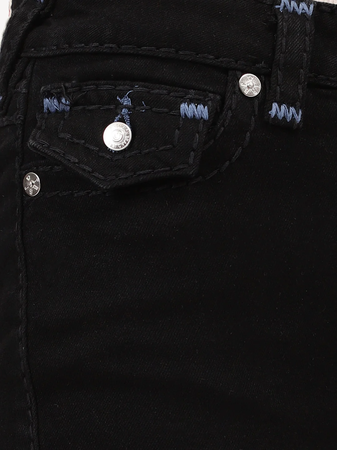 True Religion Womens Super T Billie Straight Fit Black Mid Rise Jeans - Image 7