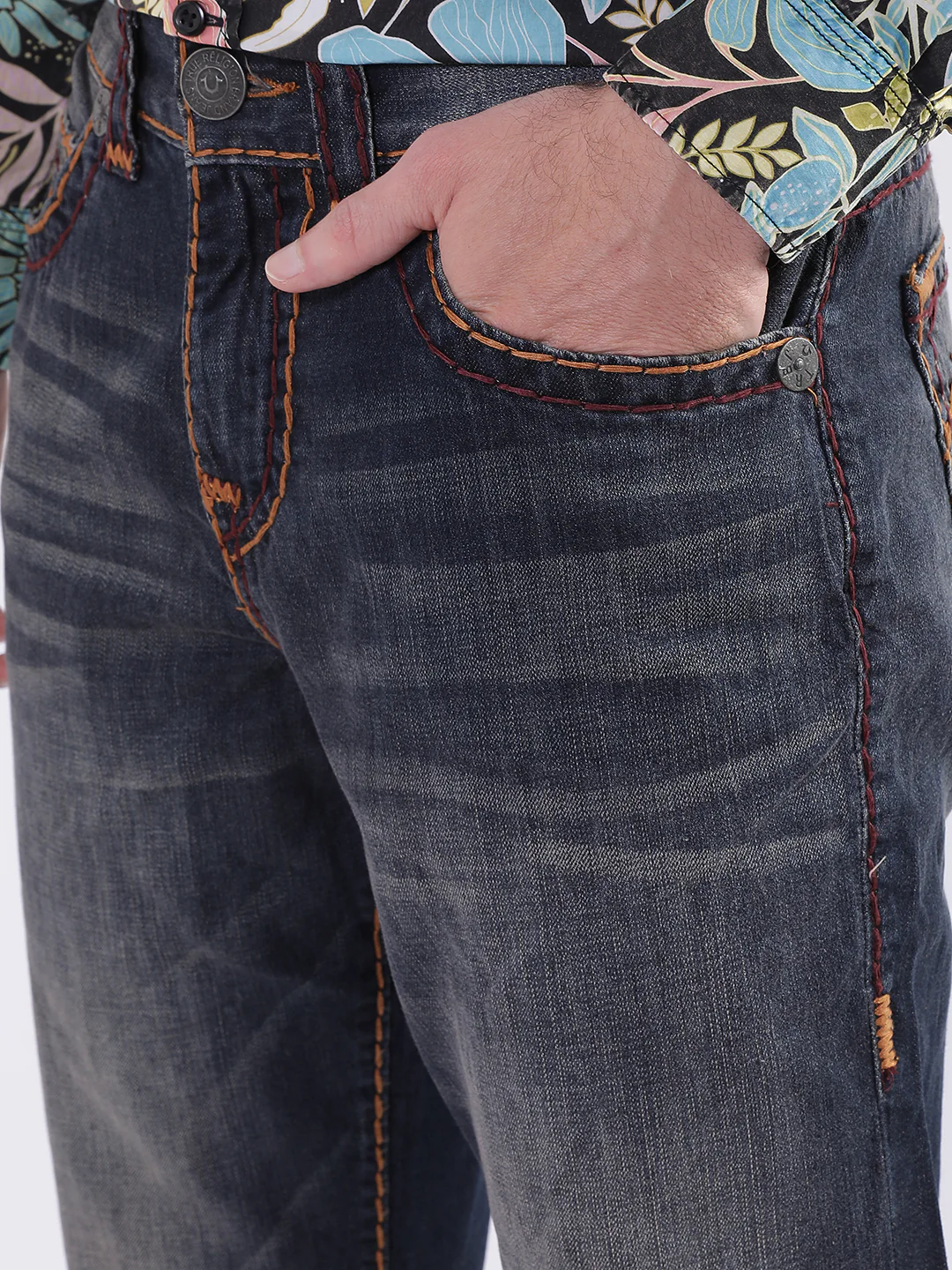 True Religion Men Super T Bobby Oversized Fit Medium Wash Jeans - Image 2