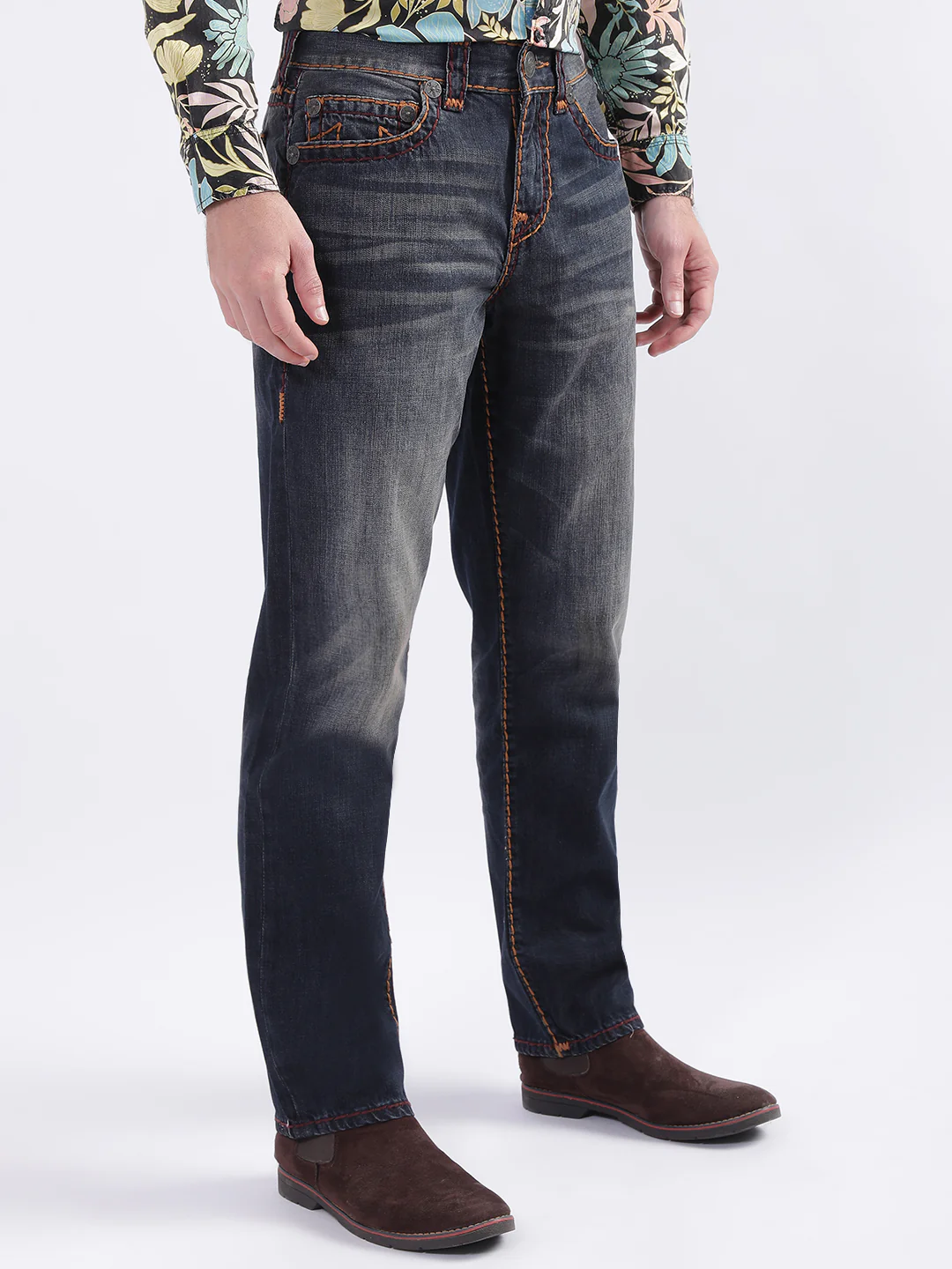 True Religion Men Super T Bobby Oversized Fit Medium Wash Jeans - Image 6