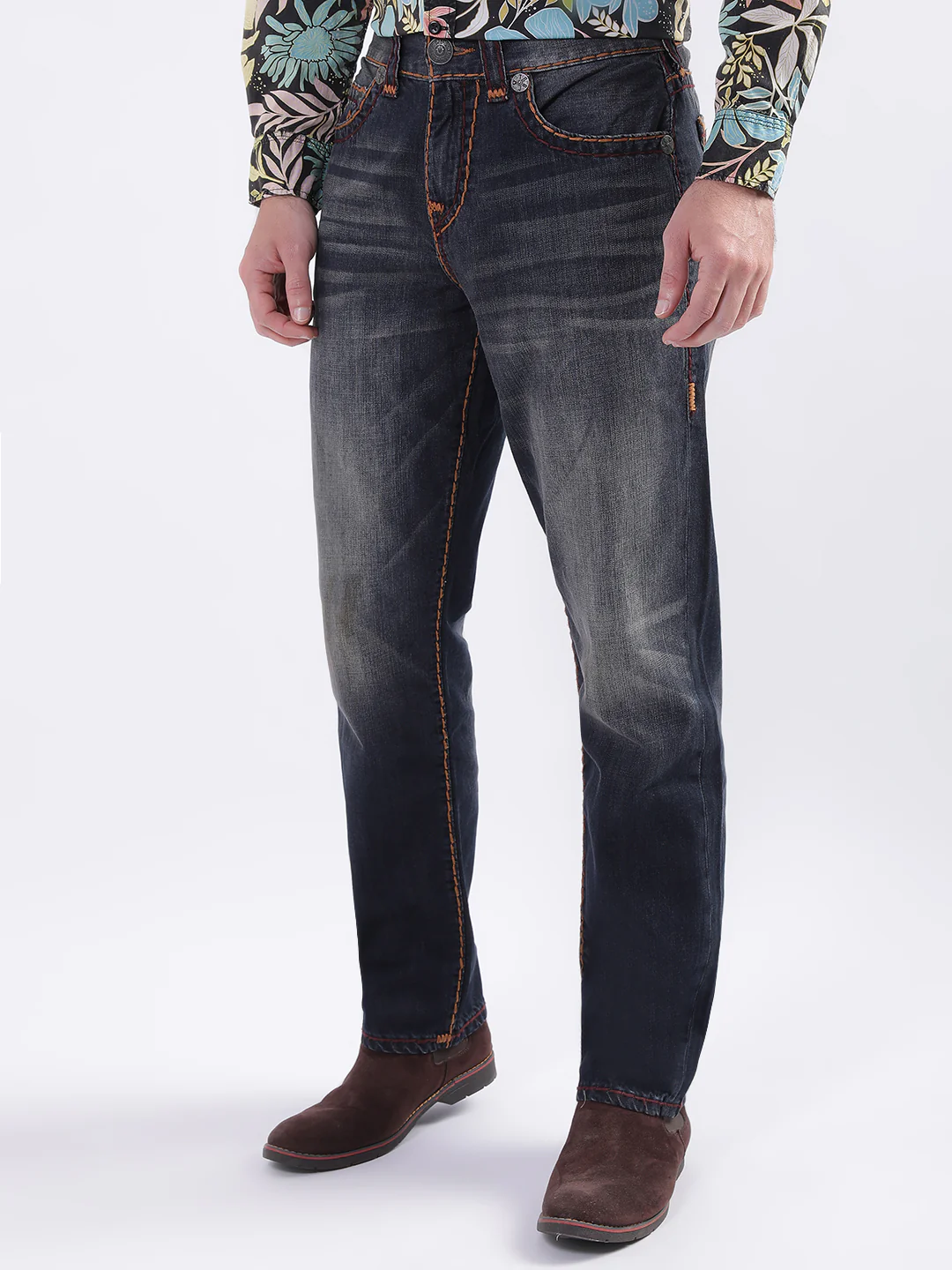 True Religion Men Super T Bobby Oversized Fit Medium Wash Jeans - Image 7