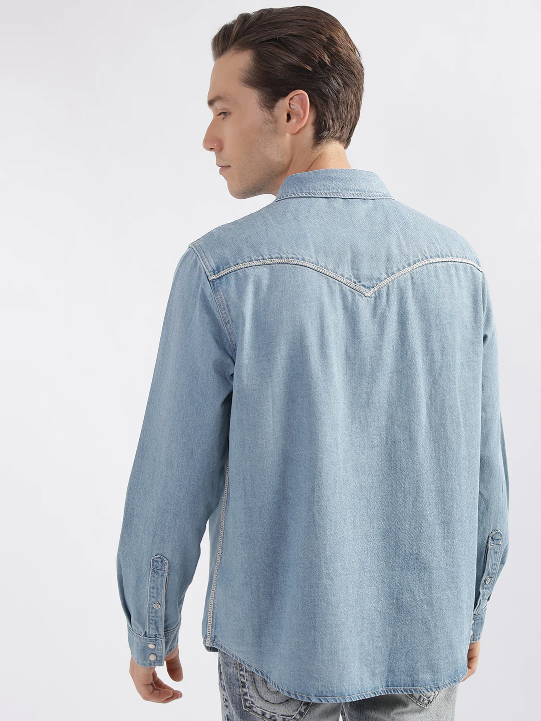 True Religion Blue Fashion Regular Fit Denim Cargo Shirt - Image 4