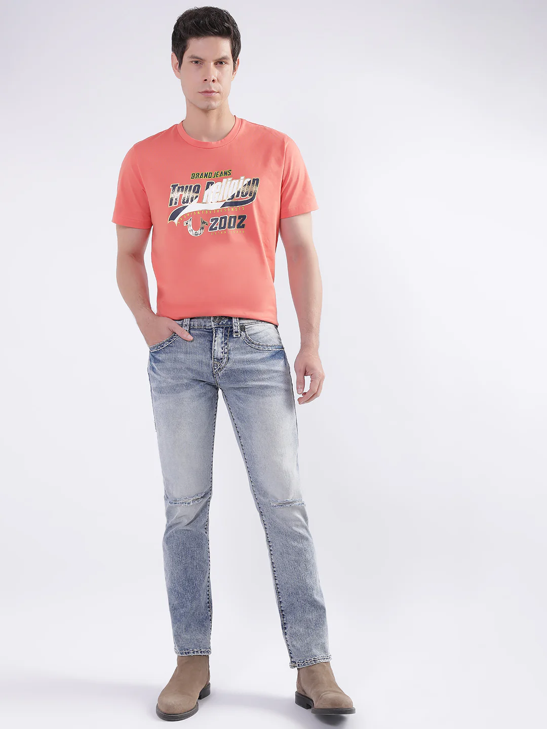 True Religion Men Super T Ricky Straight Fit Light Wash Jeans - Image 11