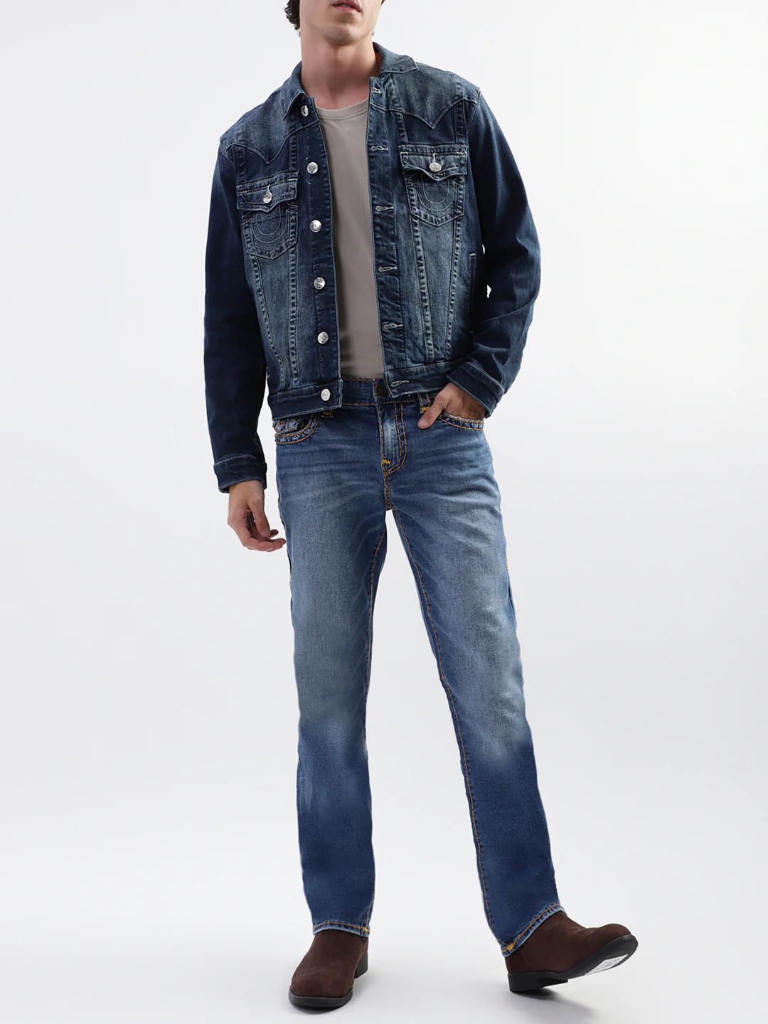 True Religion Men Super T Ricky Straight Fit Medium Wash Jeans - Image 5