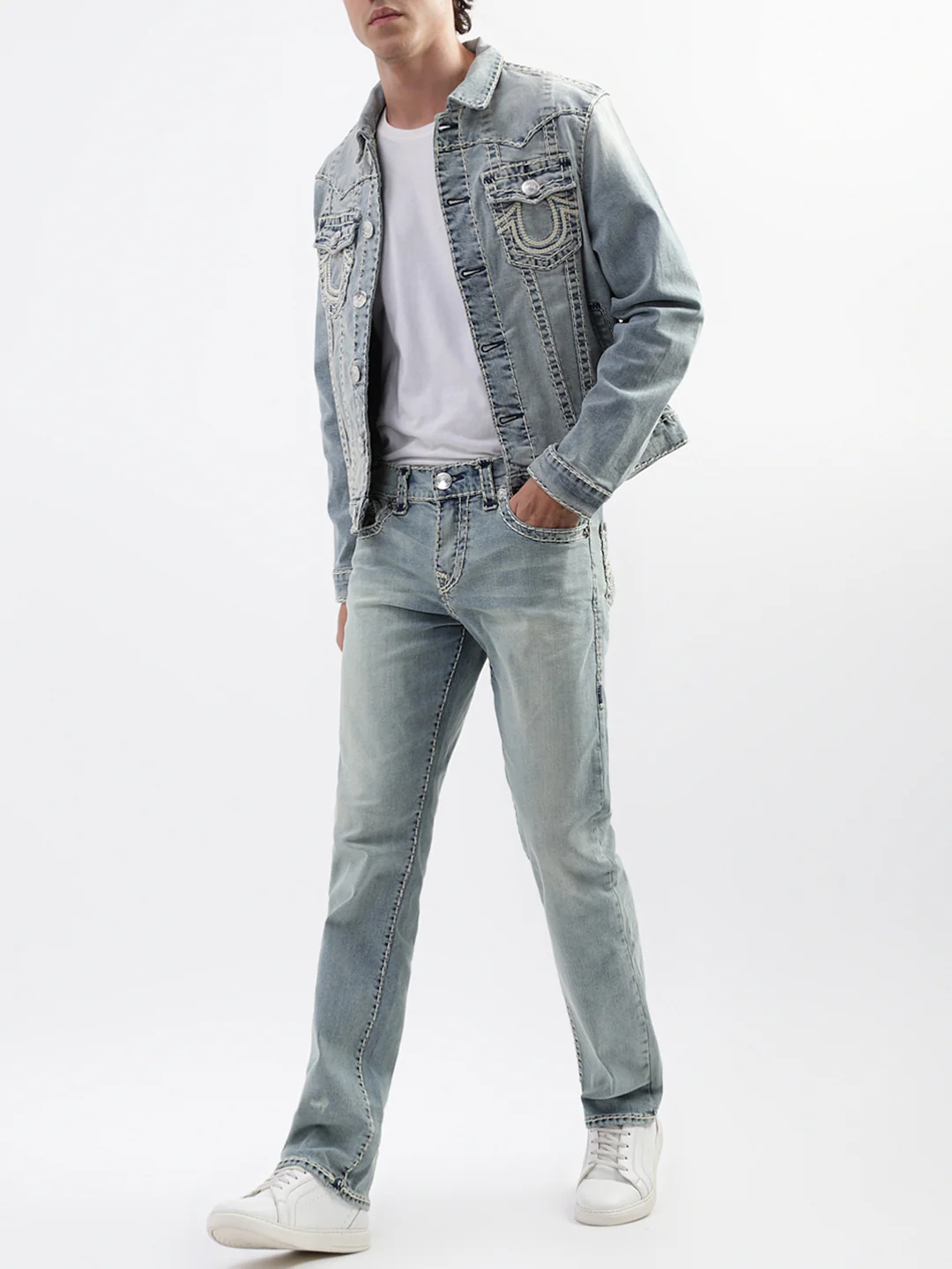 True Religion Men Super T Ricky Straight Fit Light Wash Jeans - Image 6