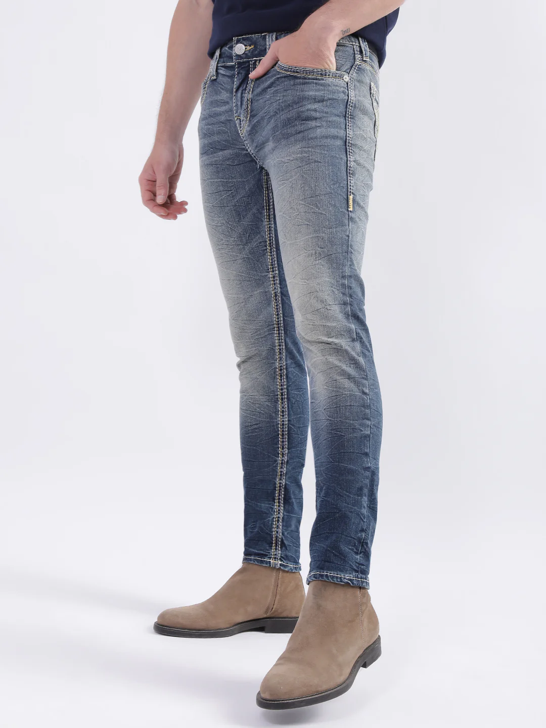 True Religion Men Big QT Rocco Skinny Fit Medium Wash Jeans - Image 7