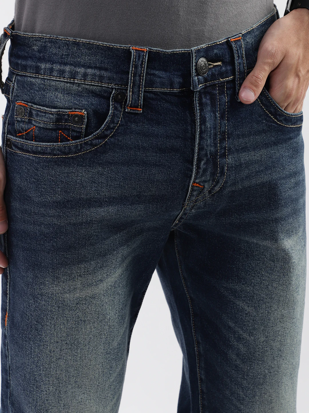 True Religion Men SN Geno Slim Fit Medium Wash Jeans - Image 5