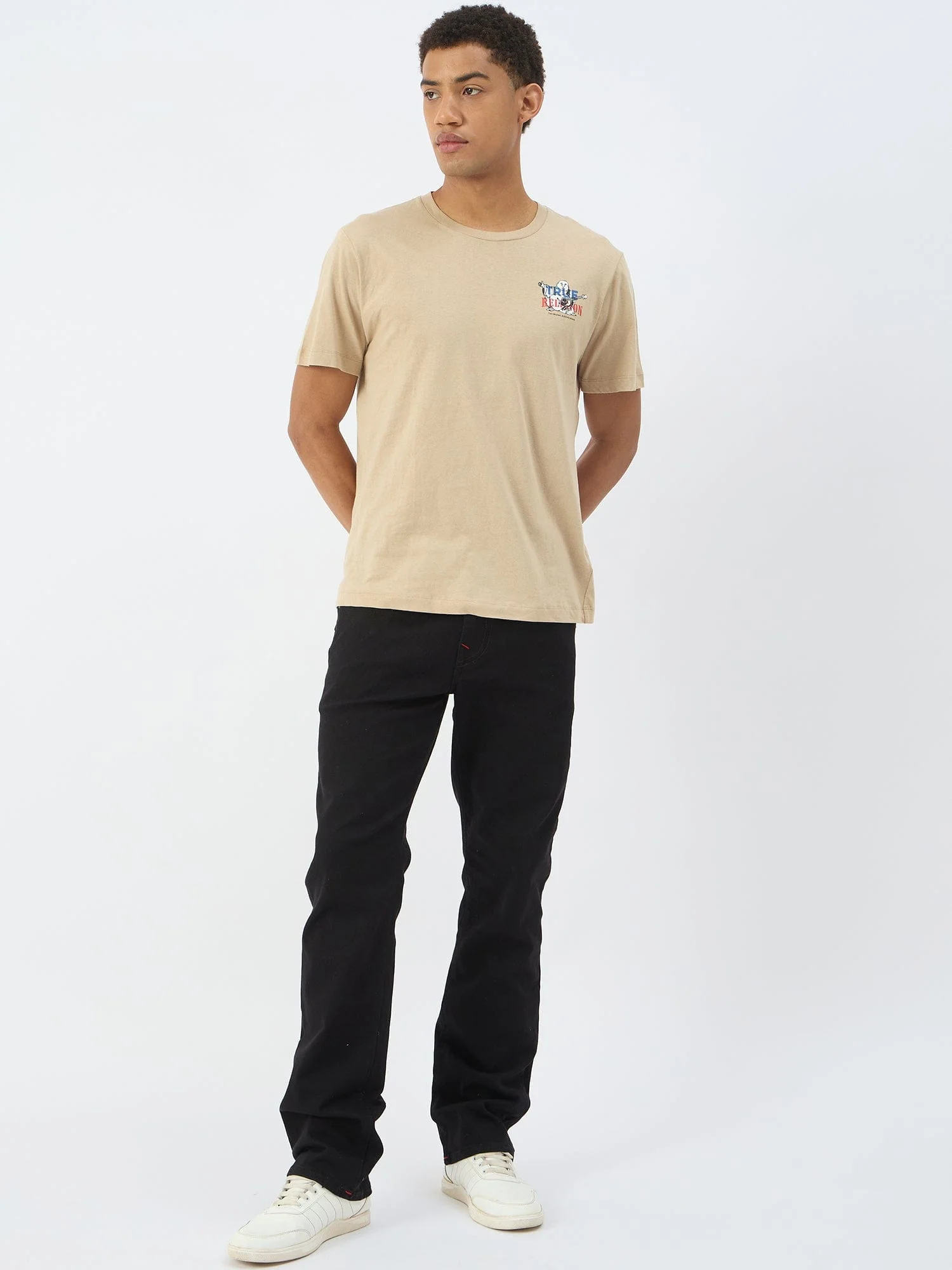 True Religion Men Beige Round Neck Tshirt - Image 2