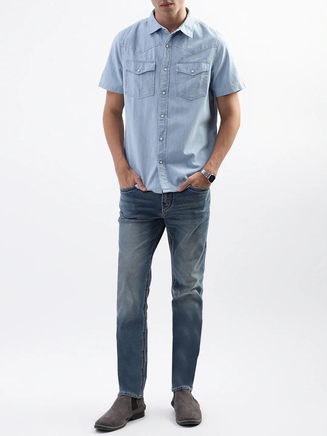True Religion Blue Regular Fit Shirt - Image 4