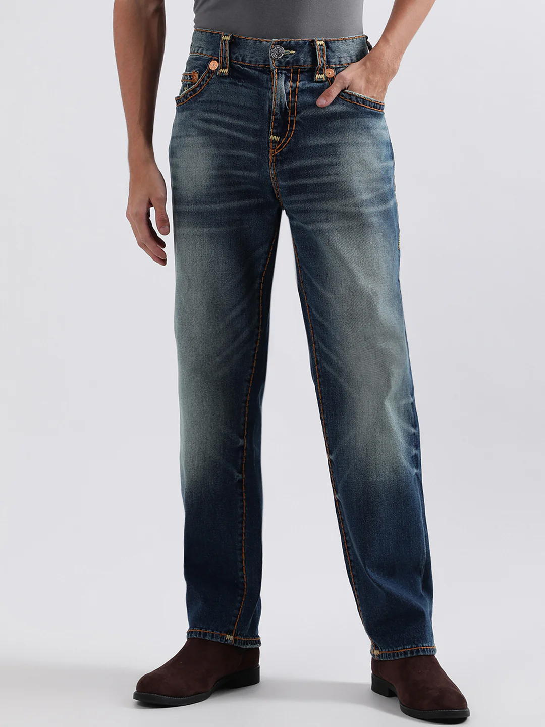 True Religion Men Super T Bobby Regular Fit Medium Wash Jeans - Image 2