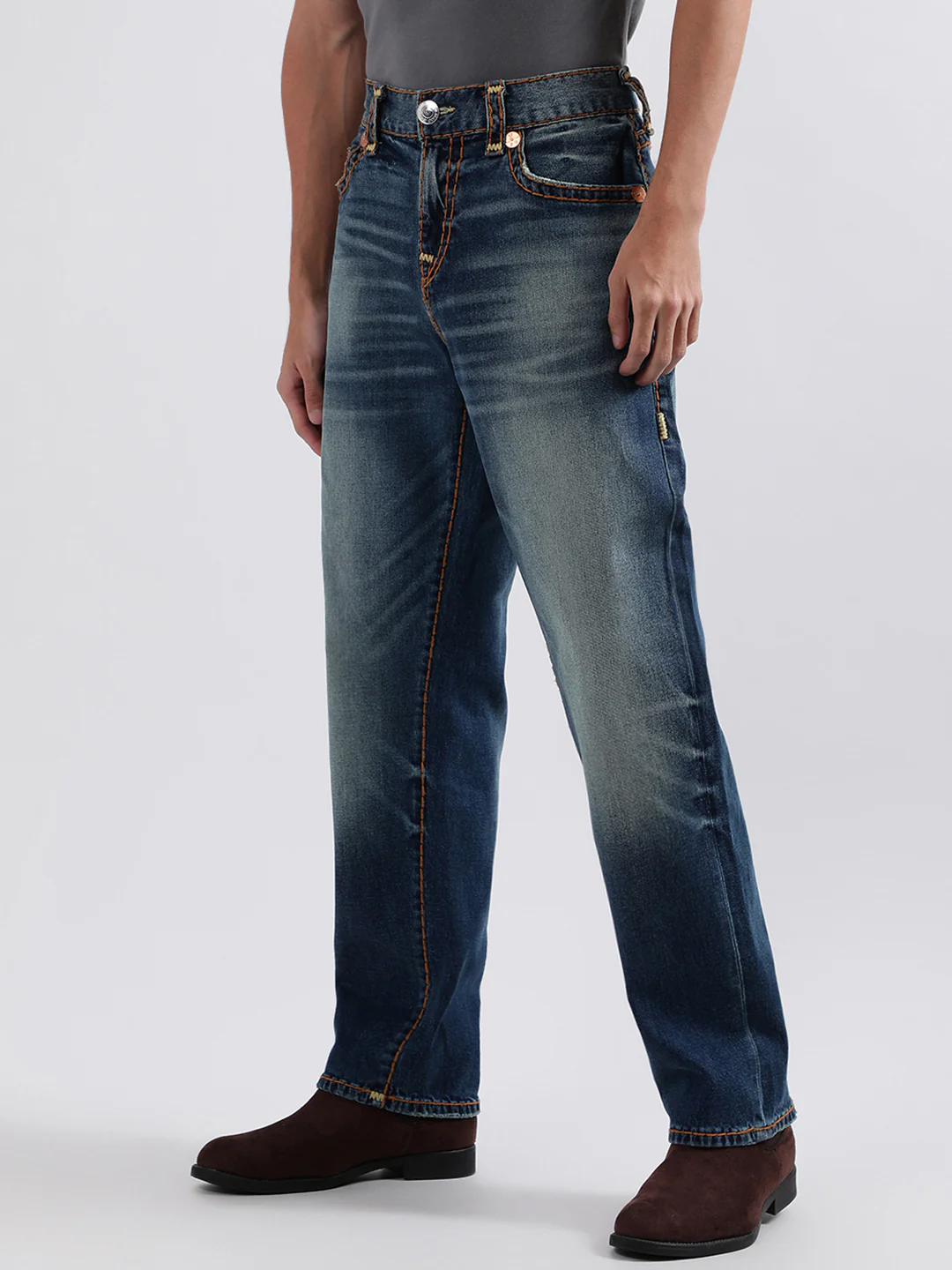 True Religion Men Super T Bobby Regular Fit Medium Wash Jeans - Image 3