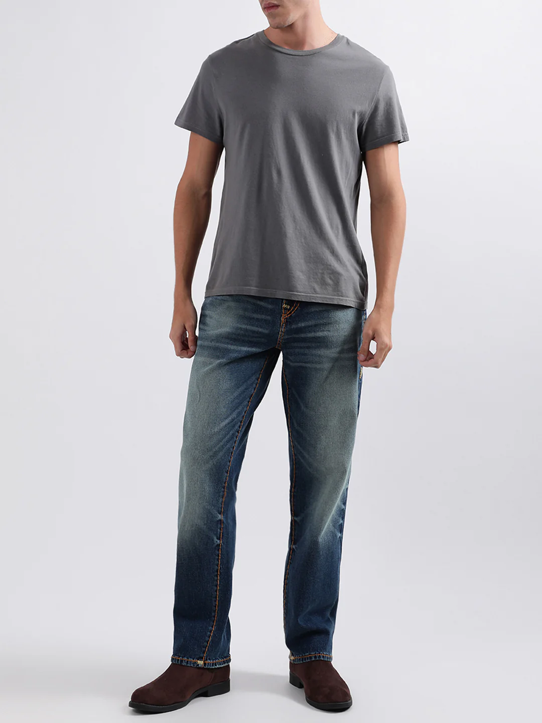 True Religion Men Super T Bobby Regular Fit Medium Wash Jeans - Image 4