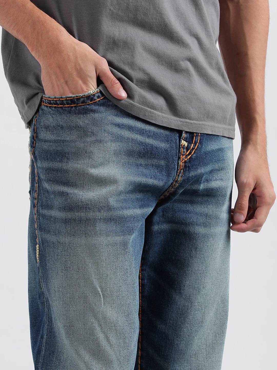 True Religion Men Super T Bobby Regular Fit Medium Wash Jeans - Image 5