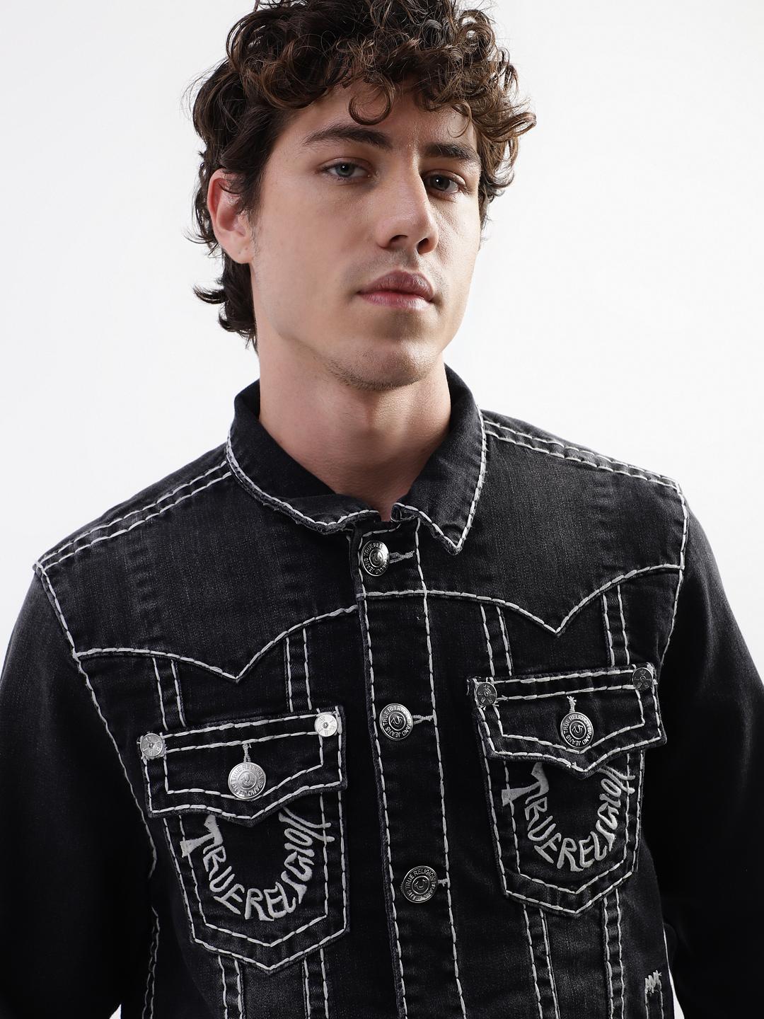 True Religion Men Black Printed Collar Jacket - Image 6