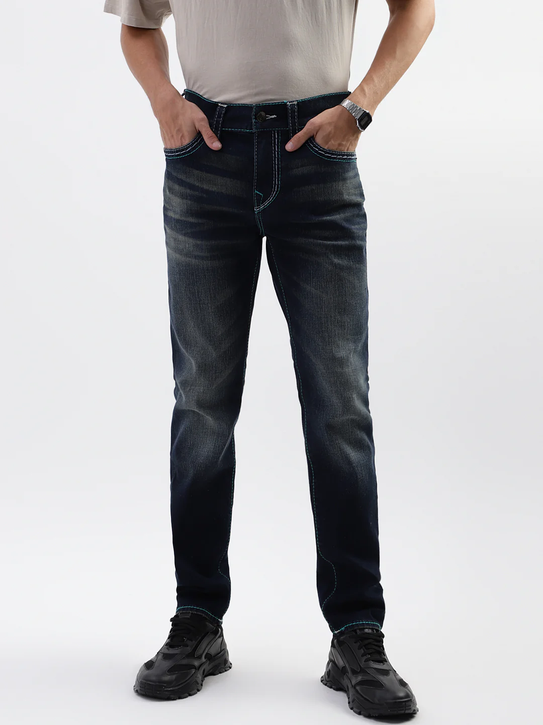 True Religion Men SN Rocco Skinny Fit Dark Wash Jeans - Image 3