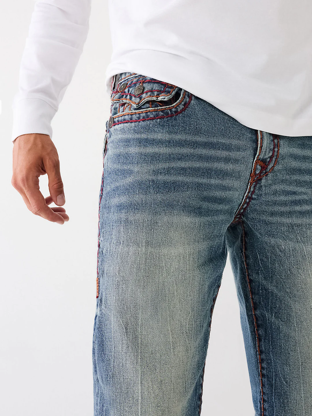True Religion Men Super T Ricky Straight Fit Medium Wash Jeans - Image 5
