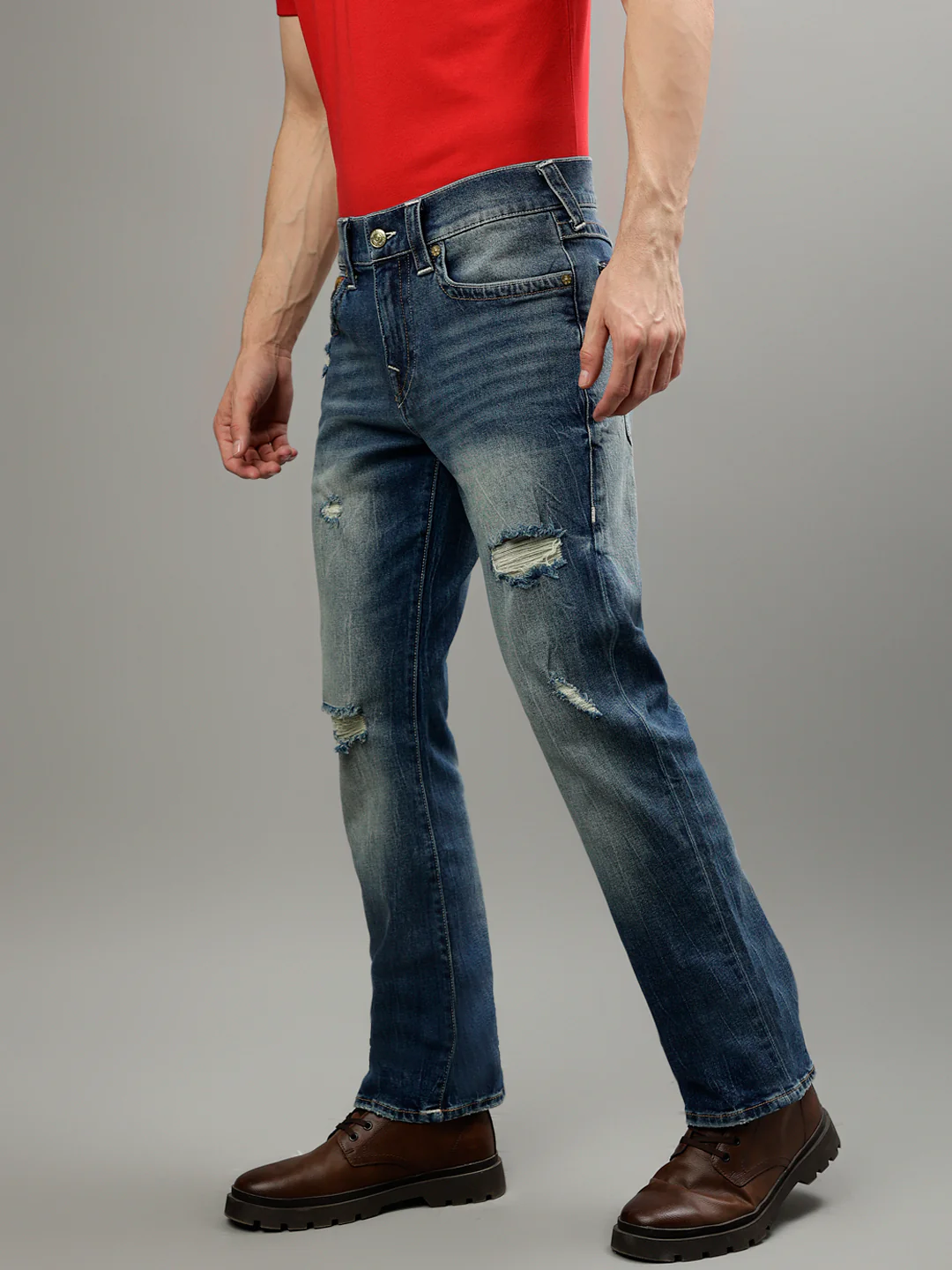 True Religion Men SN Ricky Straight Fit Medium Wash Jeans - Image 5