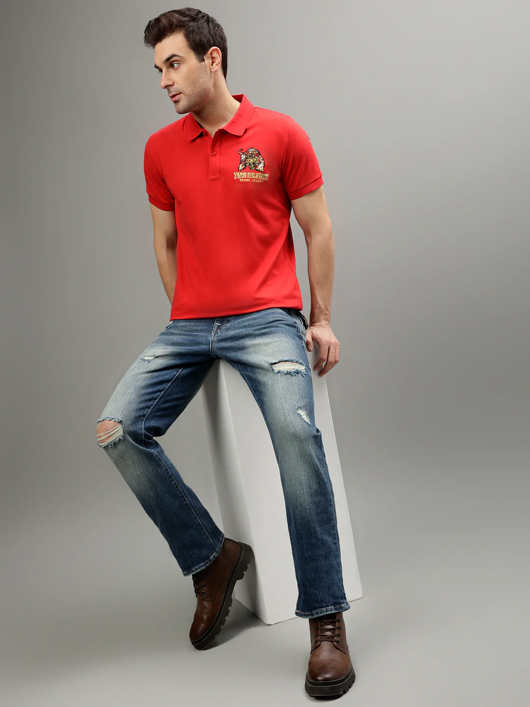 True Religion Men SN Ricky Straight Fit Medium Wash Jeans - Image 6