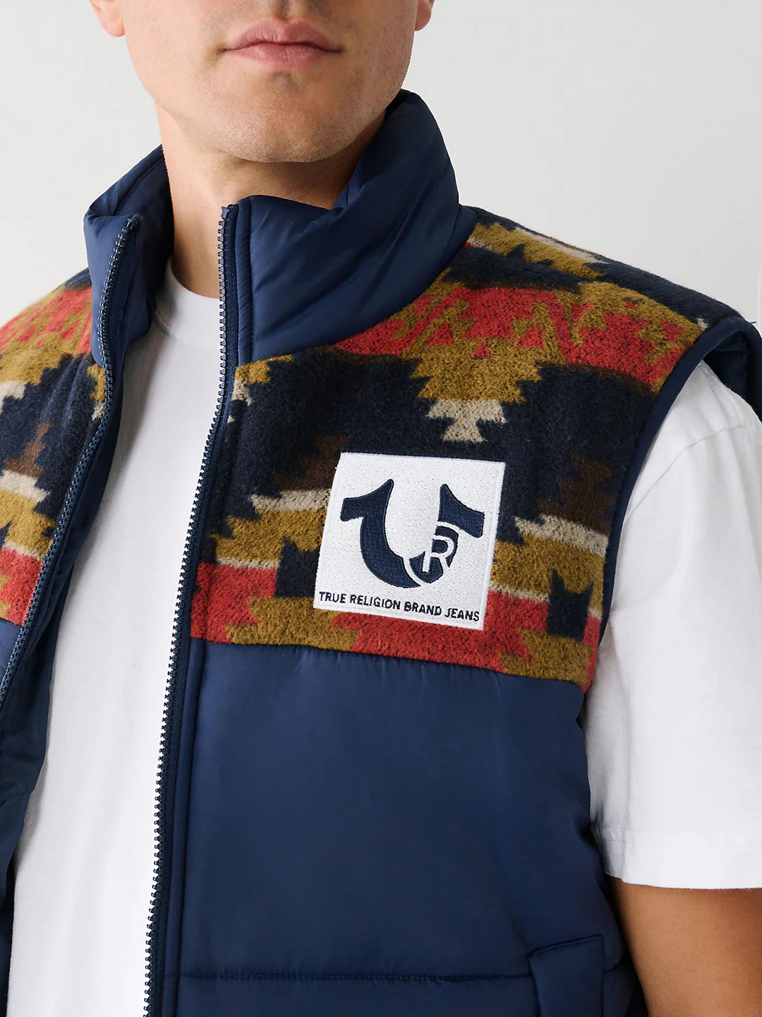 True Religion Men Printed Sleeveless Collar Jacket - Image 3