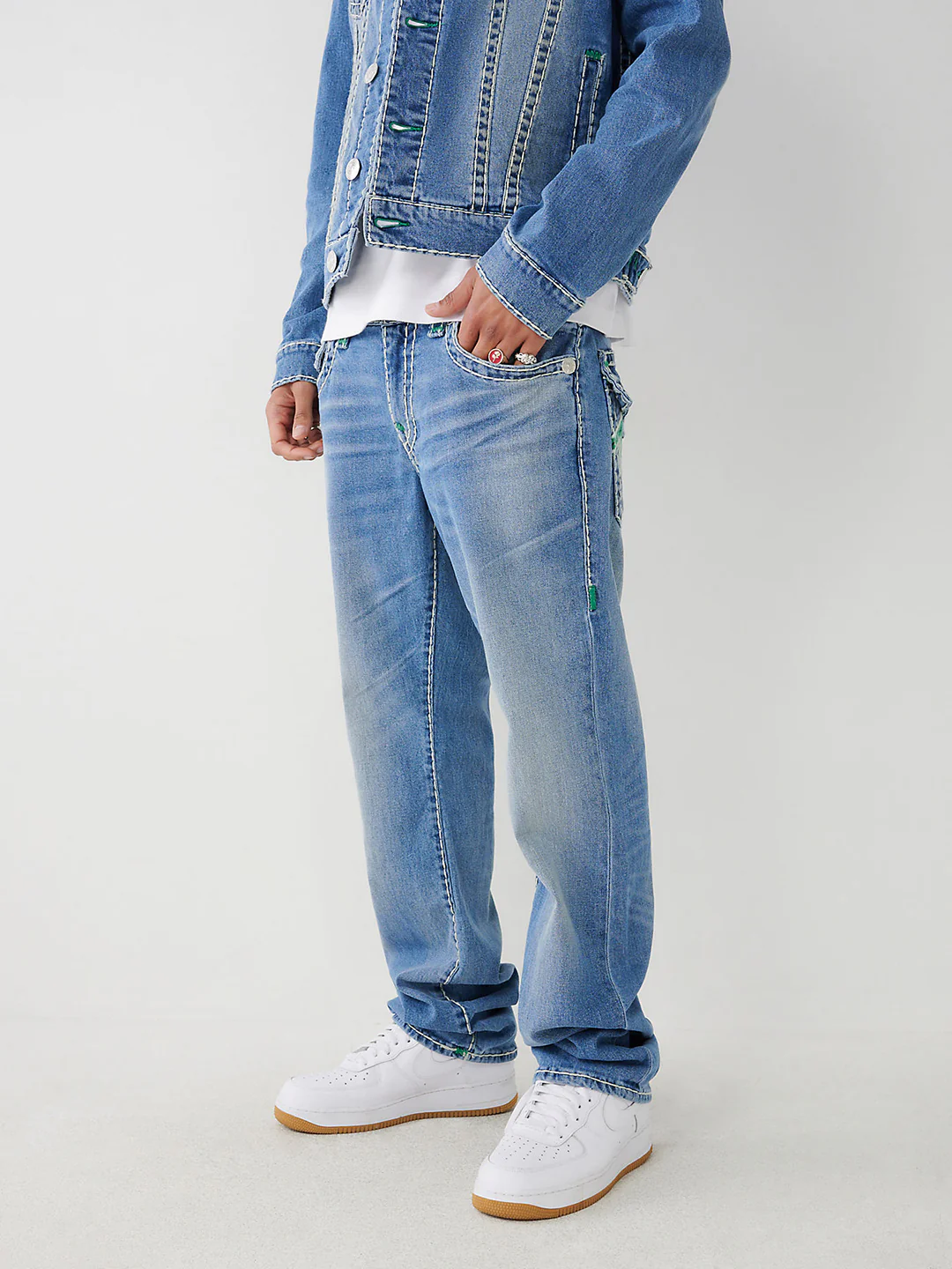 True Religion Men Super T Ricky Straight Fit Light Wash Jeans - Image 4