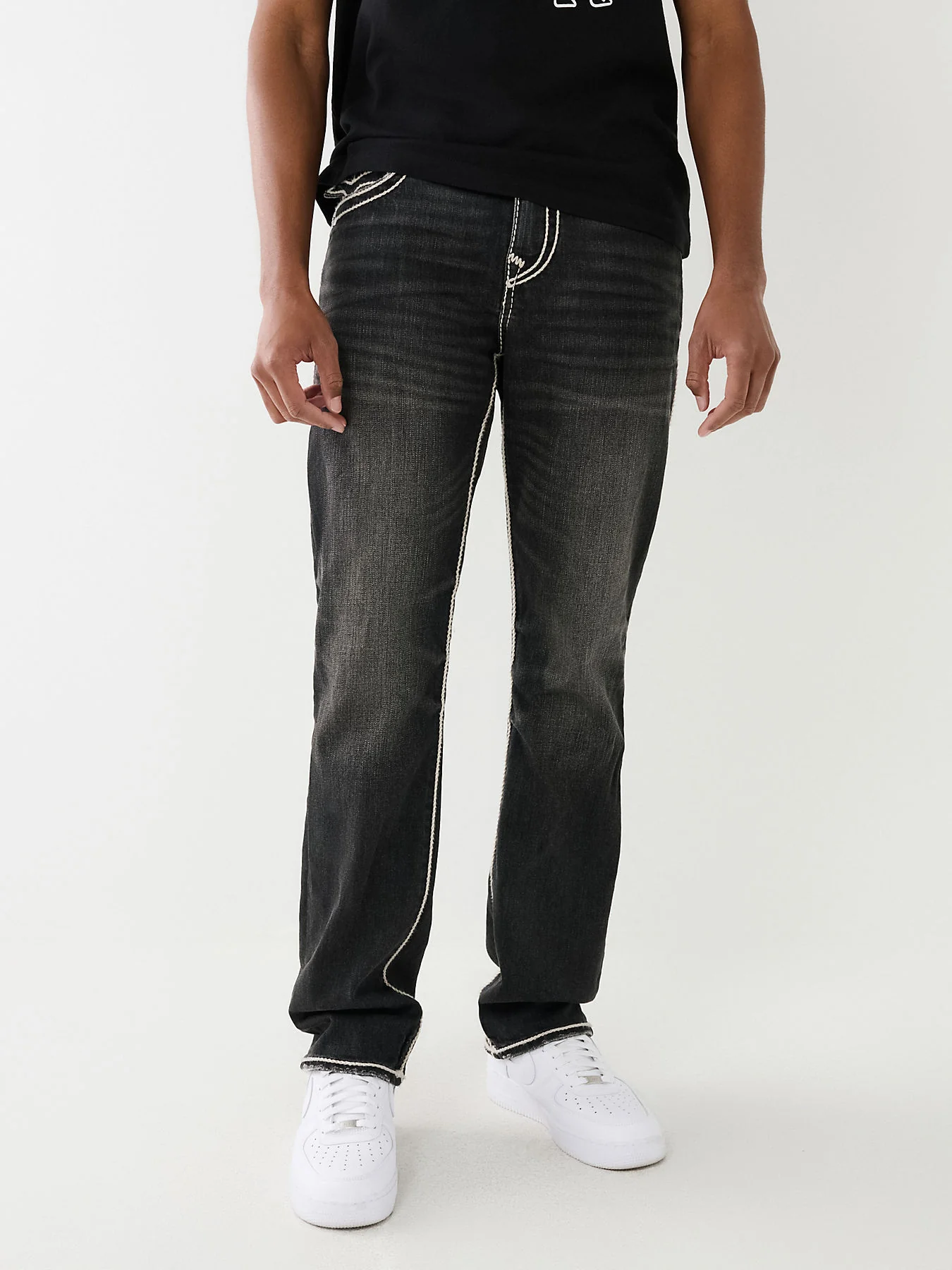 True Religion Men Rope Stitch Ricky Straight Fit Mid Rise Jeans - Image 3