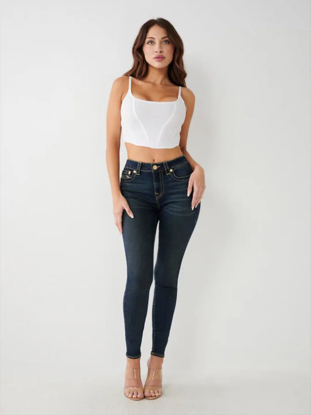 True Religion Women Blue Solid Skinny Fit Mid-Rise Jeans - Image 3